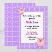 Birthday - uitnodiging voor roze roze kinderen (Voorkant / Achterkant)