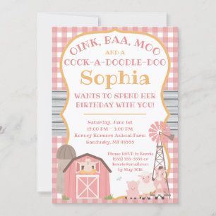 Birthday - uitnodiging voor roze wilde dieren