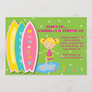 Birthday uitnodiging voor Surfer Girl Beach