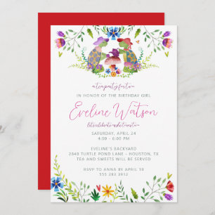 Birthday-uitnodiging voor Turtle Tea Party Kaart