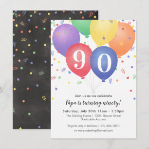 Birthday-uitnodigingen met helder gekleurde ballon kaart