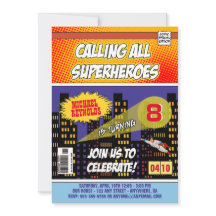 Birthday-uitnodigingen van Comic Book Superheld