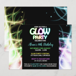 Birthday-uitnodigingen van Glow Party Kaart