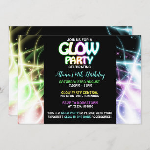 Birthday-uitnodigingen van Glow Party Kaart