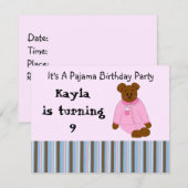Birthday-uitnodigingen van Pajama Party Kaart (Voorkant / Achterkant)