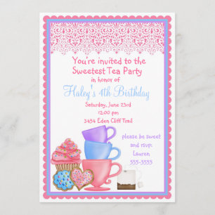 Birthday-uitnodigingen van Wonderland Tea Party Kaart