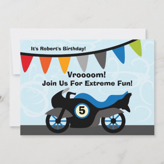 Birthday-uitnodigingen voor de motorfiets van de G Kaart (Voorkant)