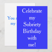 Birthday-uitnodigingen voor obriety kaart (Voorkant / Achterkant)