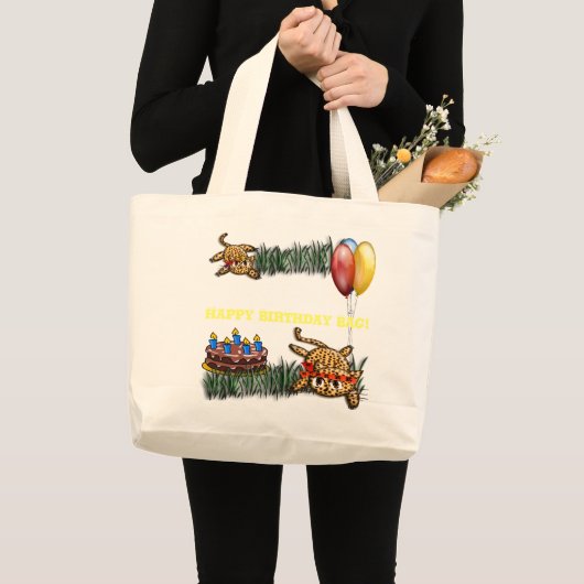 Birthday - uitvindingen van Ultra Cute Leopard Saf Grote Tote Bag (Voorkant (product))