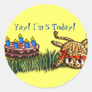 Birthday - uitvindingen van Ultra Cute Leopard Saf Ronde Sticker