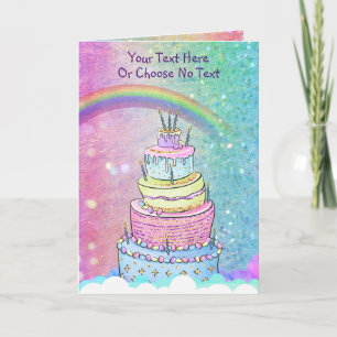 Birthday Unicorn Rainbow Paars Pink Glitter Ombre Kaart