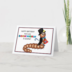 Birthday van één boekworm aan een andere kaart