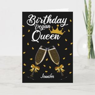 Birthday Vegan Queen (met jouw naam) Kaart
