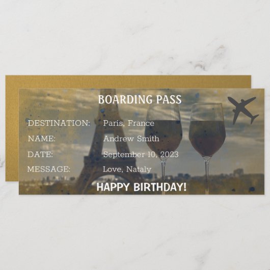 Birthday verrassing Paris instapkaart cadeau (Voorkant / Achterkant)