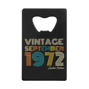 Birthday Vintage September 1972 Limited Edtn. Kredietkaart Flessenopener