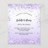Birthday violet lavender budget uitnodiging flyer (Voorkant)