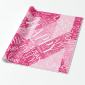 Birthday Voeg de Naam van de Middelgrote Lengte ro Cadeaupapier (Uitgerold)