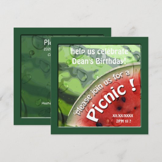 Birthday Watermelon Summer Picnic Kaart (Voorkant / Achterkant)