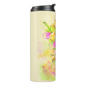 Birthday Waterverf Flower Bouquet Thermosbeker (Gedraaid links)