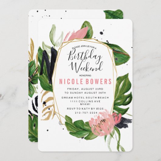 Birthday Weekend Itinerary Uitnodiging (Voorkant / Achterkant)