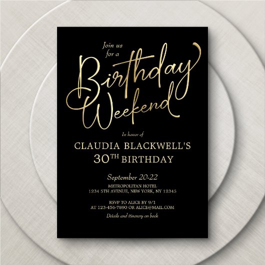 Birthday Weekend Itinerary Uitnodiging