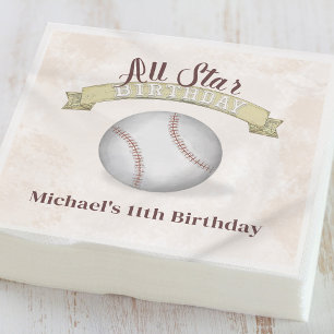 Birthday  Whimsical Baseball All Star Party Servet