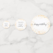 Birthday white gold glitter stof foto naam confetti (Achterkanten)