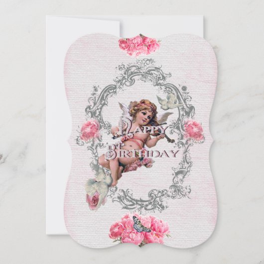 Birthday - White Linen - Invitation Kaart (Voorkant)