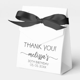 Birthday White Monogram Name Script Bedankt Bedankdoosjes