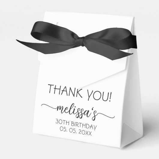 Birthday White Monogram Name Script Bedankt Bedankdoosjes (Voorkant Zijde)