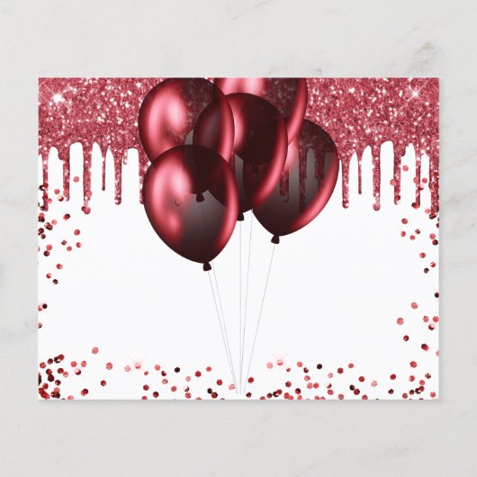 Birthday white red ballons budget behalve datum (Achterkant)