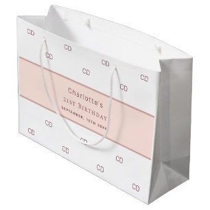 Birthday white rose goud aangepast monogram modern groot cadeauzakje
