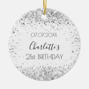 Birthday white Silglitter bevriende vrienden Keramisch Ornament