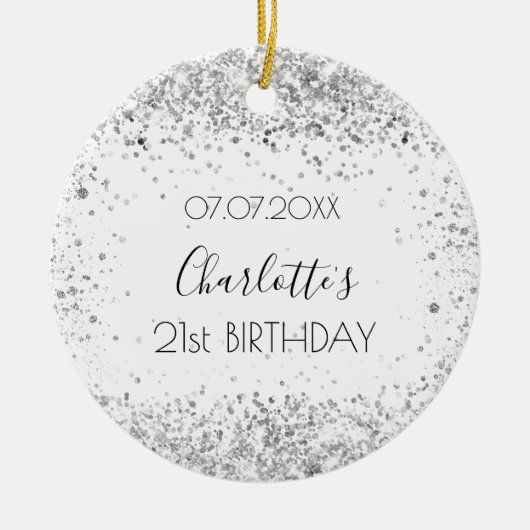 Birthday white Silglitter bevriende vrienden Keramisch Ornament (Voorkant)