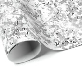Birthday white Silver confetti sparkle name Cadeaupapier (Rol Hoek)