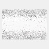 Birthday white Silver confetti sparkle name Inpakpapier Vel (Voorkant 2)