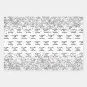 Birthday white Silver confetti sparkle name Inpakpapier Vel (Voorkant)