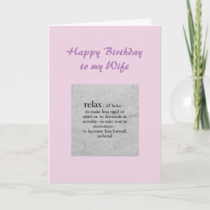 Birthday Wife definitie van Relax Humor Kaart