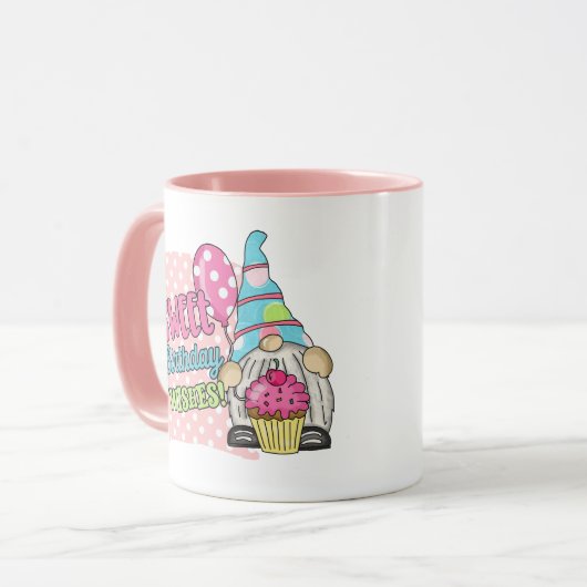 Birthday wil monogram toevoegen mok (Voorkant links)