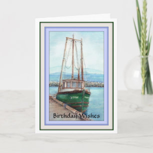 Birthday Wishes, Masculine, Vissende Boat Kaart