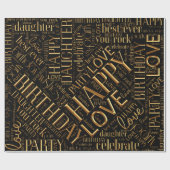 Birthday Word Cloud Daughter Gold ID272 Cadeaupapier (Vlak)