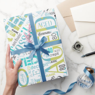 Birthday Word Cloud Eight Blue ID266 Cadeaupapier