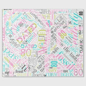 Birthday Word Cloud Eighty Pink ID266 Cadeaupapier (Vlak)