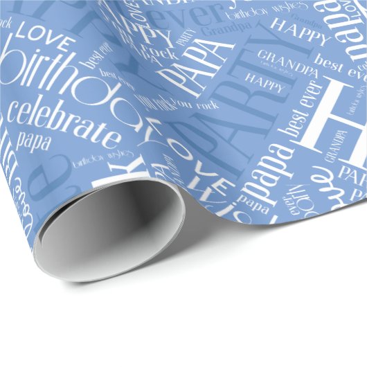 Birthday Word Cloud Grandpa Blue ID276 Cadeaupapier (Rol Hoek)