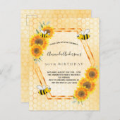 Birthday yellow rustige sunflower briefkaart (Voorkant / Achterkant)