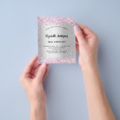 Birthday zilverroze spargel-begrotingsuitnodiging flyer (Hand)