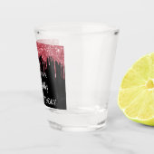 Birthday zwarte rode glitter druppelt naam shot glas (Rechts)