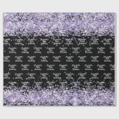 Birthday zwarte violet lavender glitter sel cadeaupapier (Vlak)