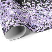 Birthday zwarte violet lavender glitter sel cadeaupapier (Rol Hoek)