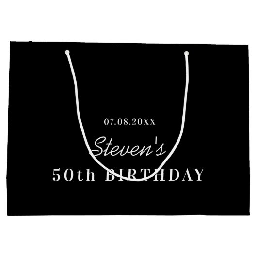 Birthday zwarte witte monogram moderne minimalisti groot cadeauzakje (Achterkant)